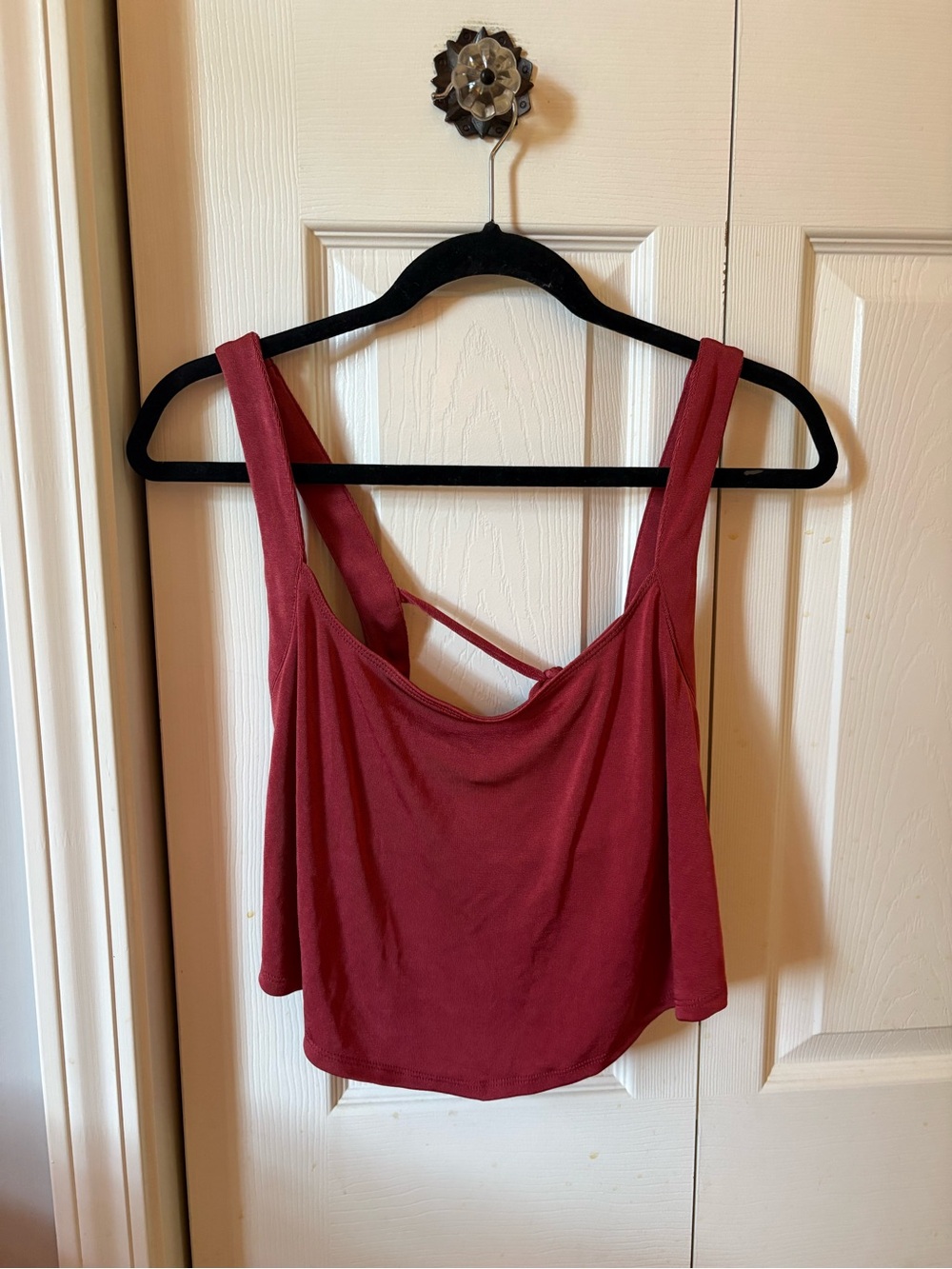 Free People Wine Red Cropped Tank with Strappy Back